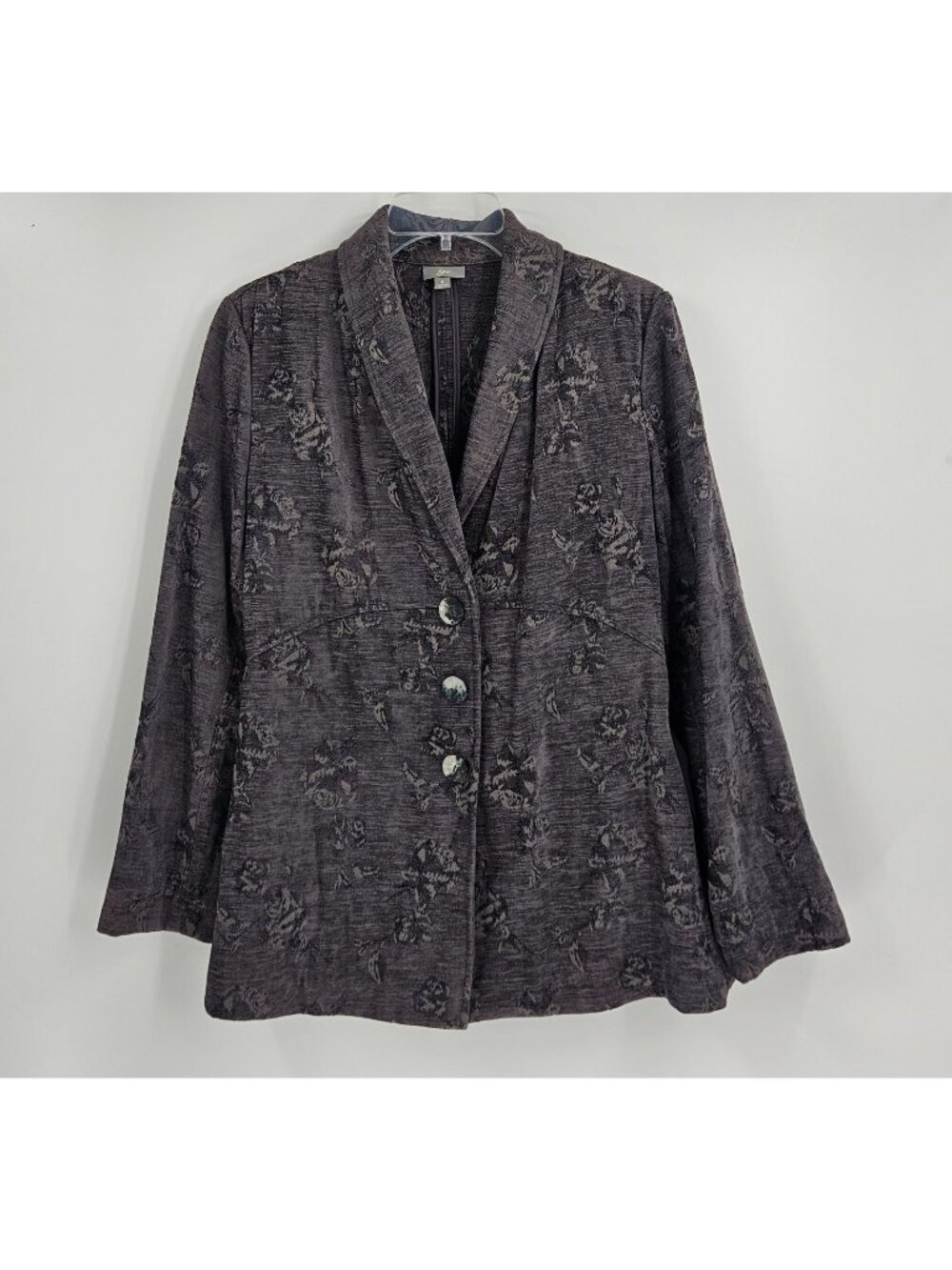 J. Jill Small Gray Floral Jacquard Blazer Jacket Pockets Career Office